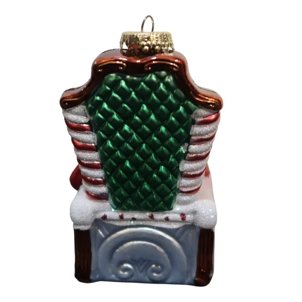 Blown Glass Santa Claus on a Throne Christmas Ornament Hand Painted 4 in Vintage